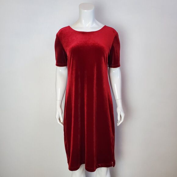 Vintage 90s Notations Maroon Velvet Dress - Picture 1 of 5